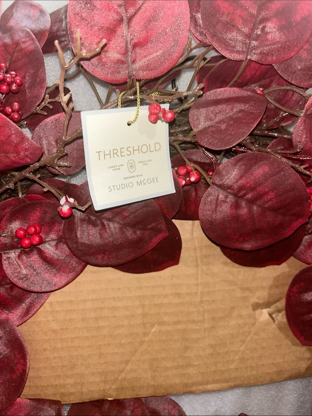 Studio McGee Red Leaf with Berry Holiday Wreath